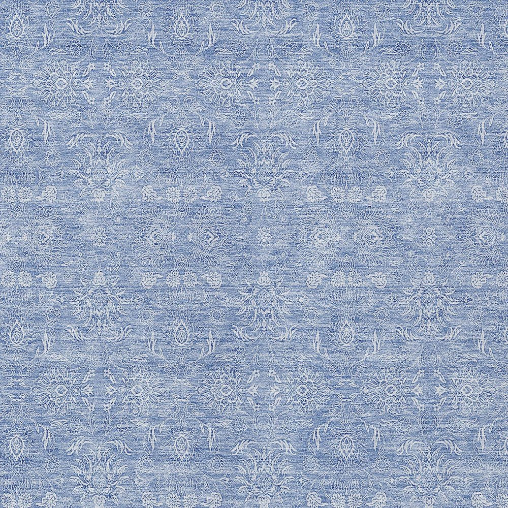3' X 5' Sky Blue And Ivory Floral Washable Indoor Outdoor Area Rug