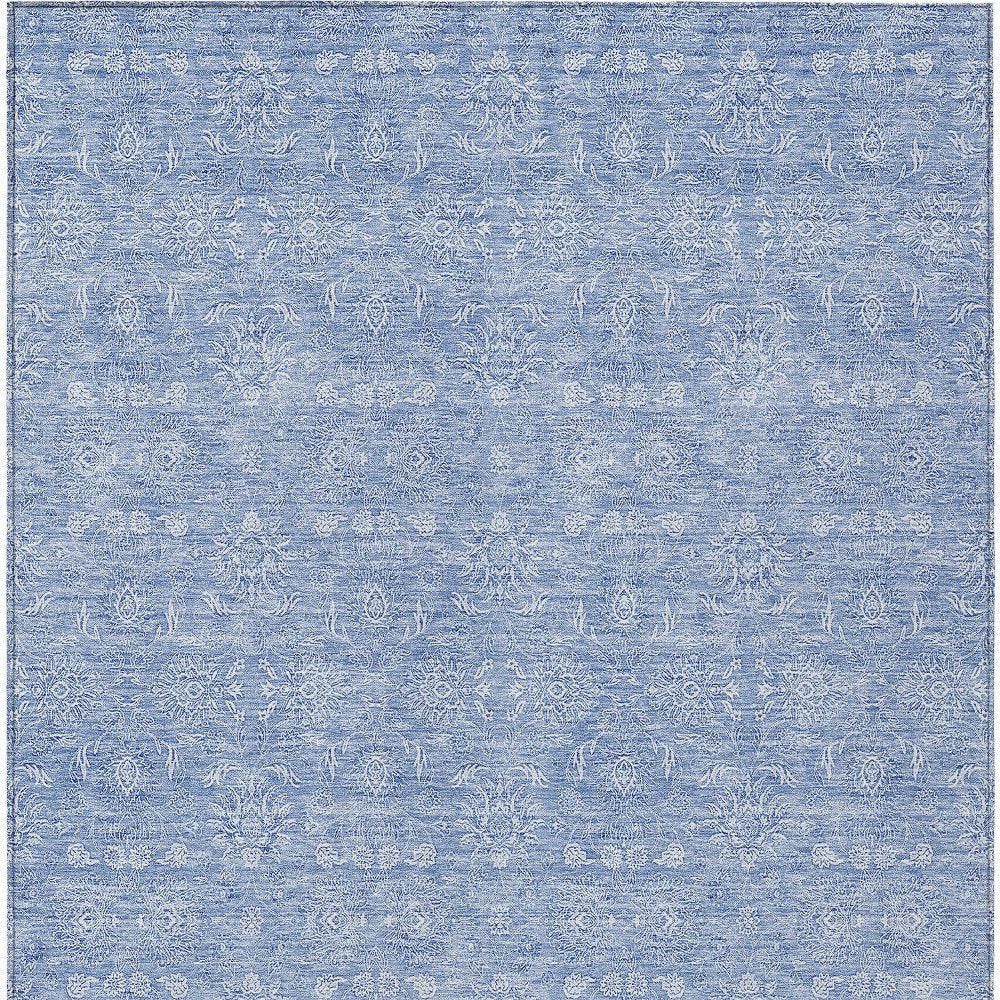 3' X 5' Sky Blue And Ivory Floral Washable Indoor Outdoor Area Rug
