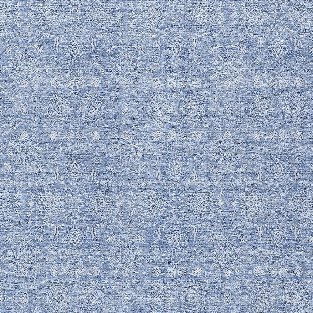 3' X 5' Sky Blue And Ivory Floral Washable Indoor Outdoor Area Rug