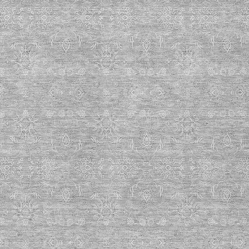 3' X 5' Silver Gray And Ivory Floral Washable Indoor Outdoor Area Rug