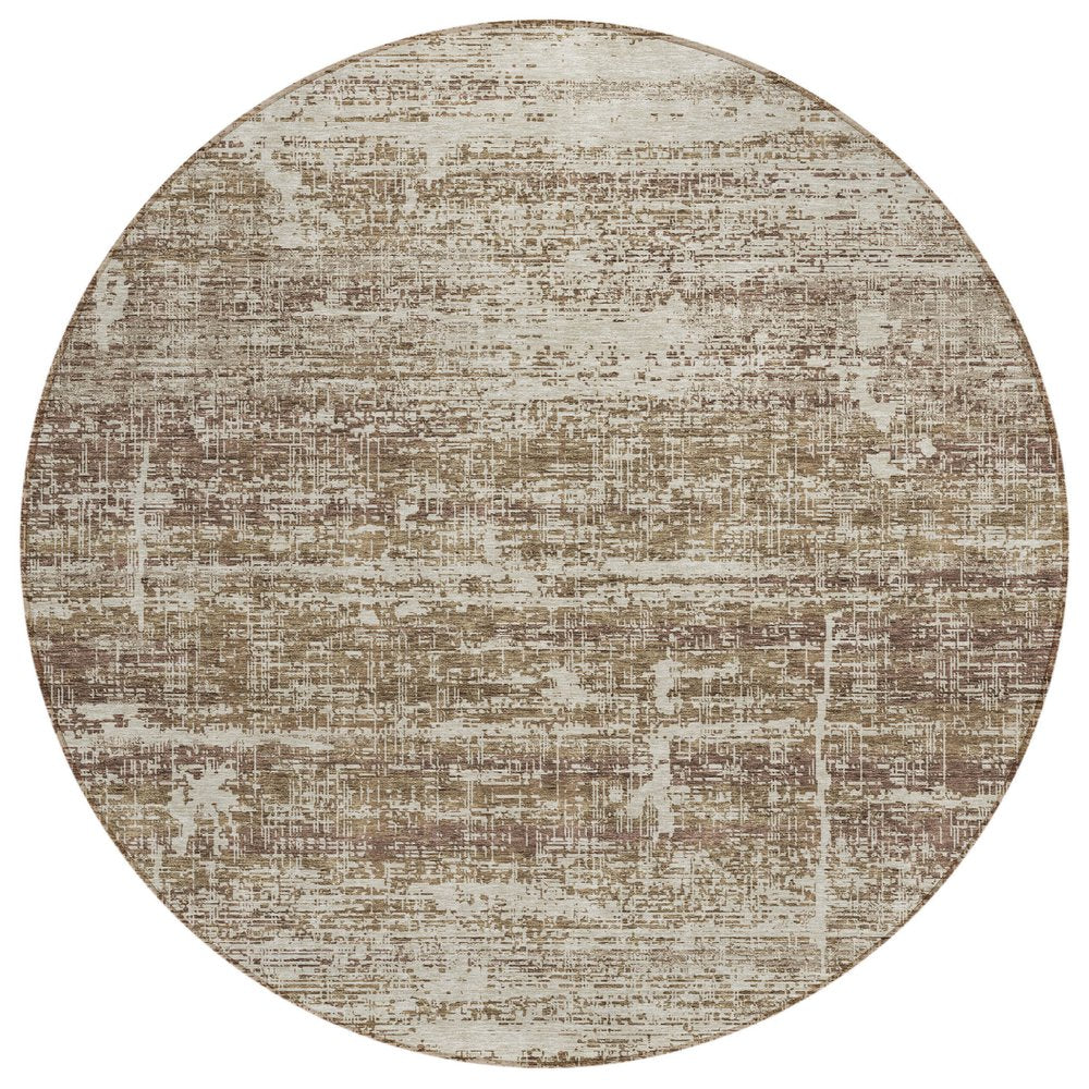 3' X 5' Brown Beige And Taupe Abstract Washable Indoor Outdoor Area Rug