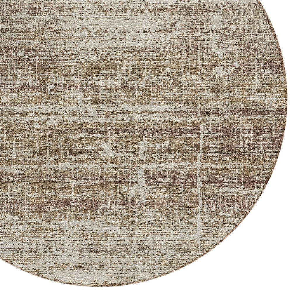3' X 5' Brown Beige And Taupe Abstract Washable Indoor Outdoor Area Rug