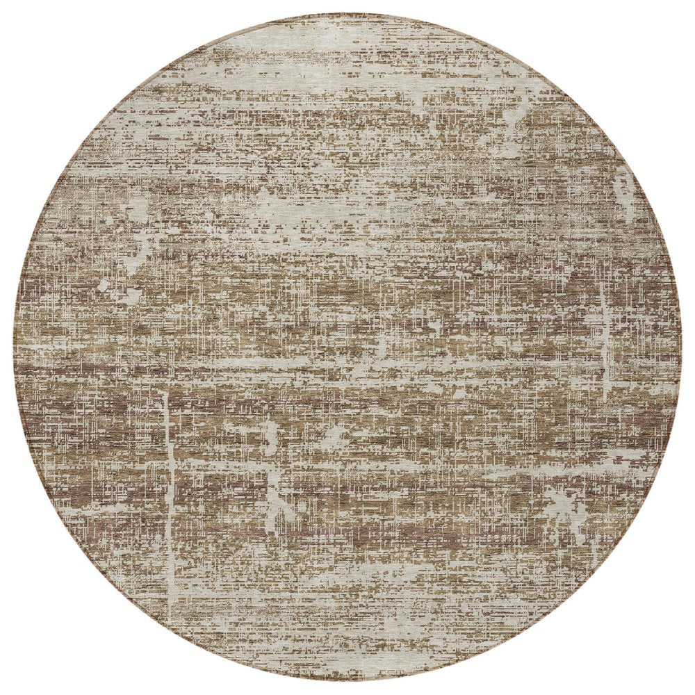 3' X 5' Brown Beige And Taupe Abstract Washable Indoor Outdoor Area Rug