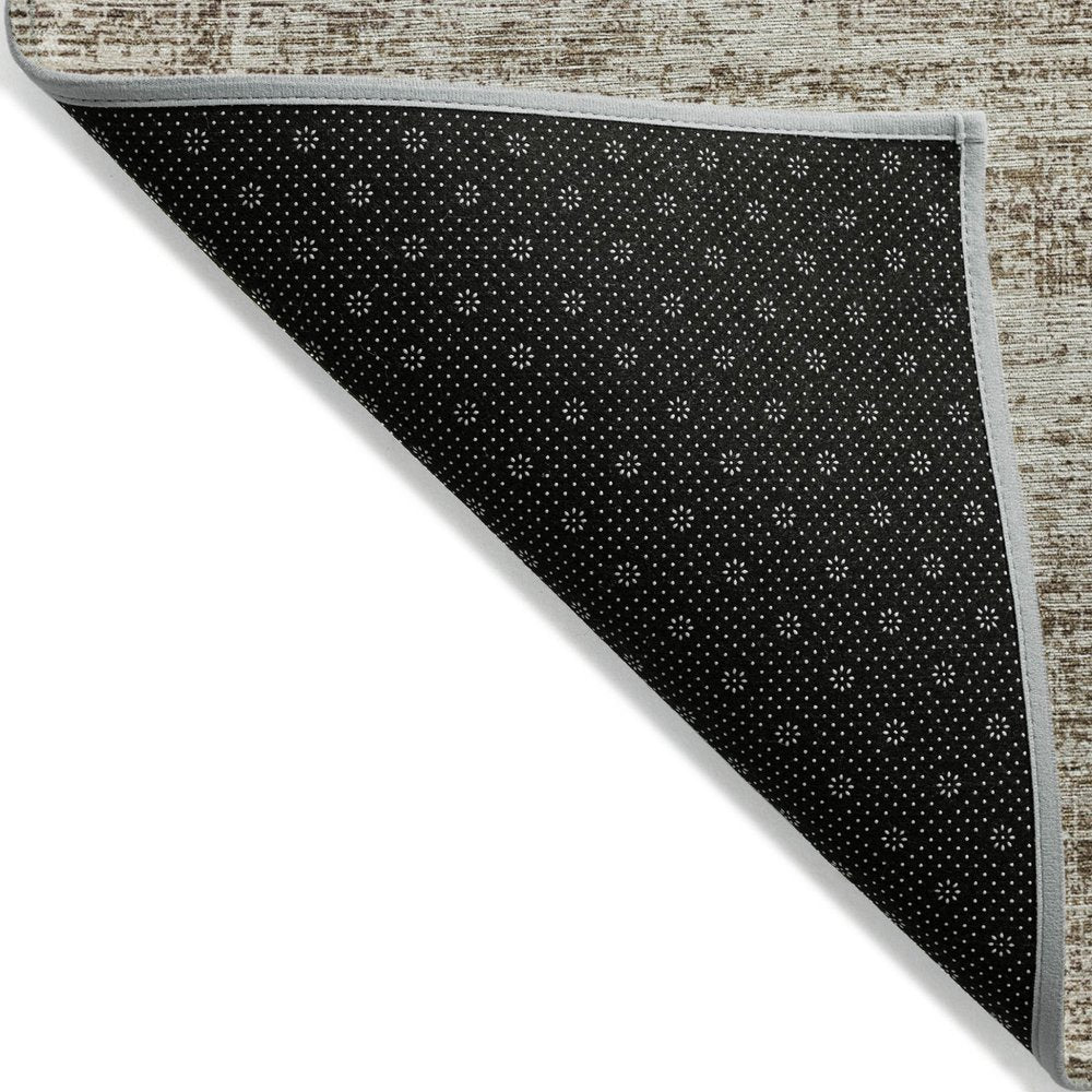3' X 5' Brown Beige And Taupe Abstract Washable Indoor Outdoor Area Rug