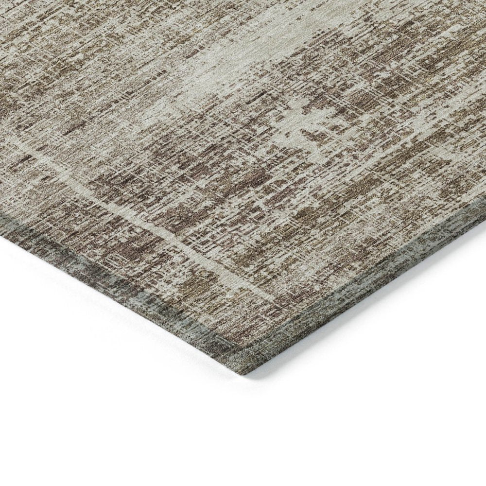 3' X 5' Brown Beige And Taupe Abstract Washable Indoor Outdoor Area Rug