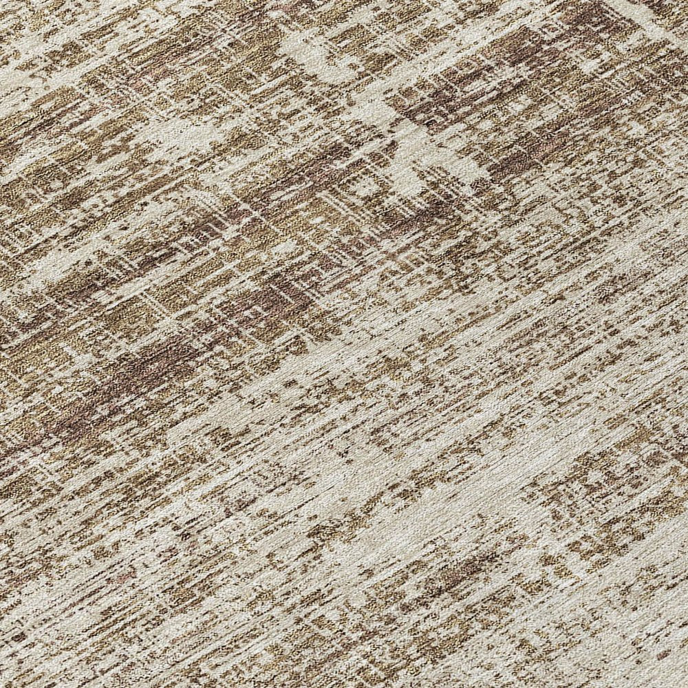 3' X 5' Brown Beige And Taupe Abstract Washable Indoor Outdoor Area Rug