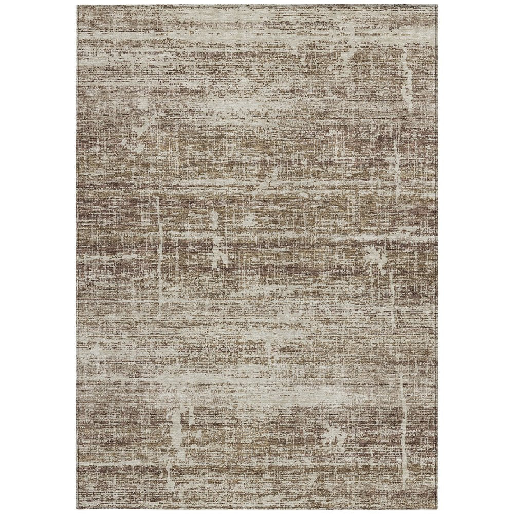 3' X 5' Brown Beige And Taupe Abstract Washable Indoor Outdoor Area Rug