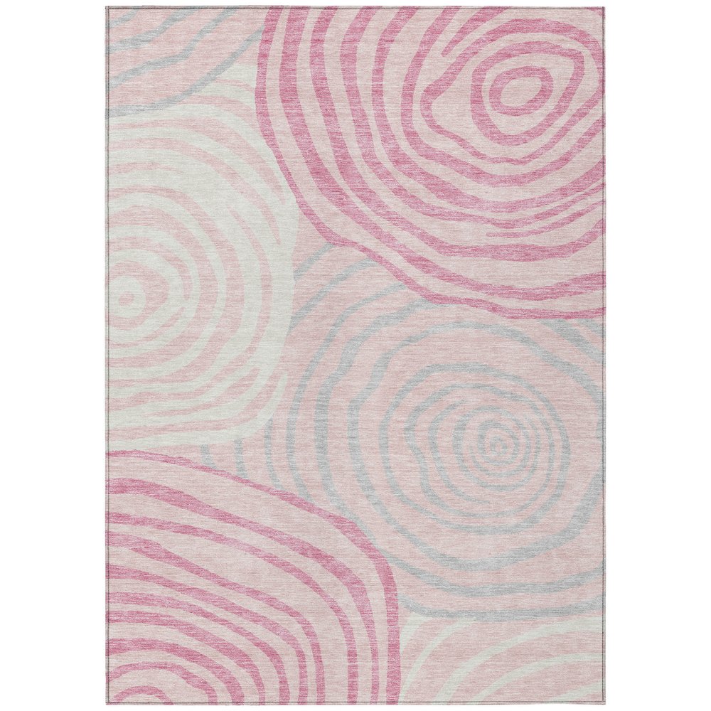 3' X 5' Pink Ivory And Gray Abstract Washable Indoor Outdoor Area Rug