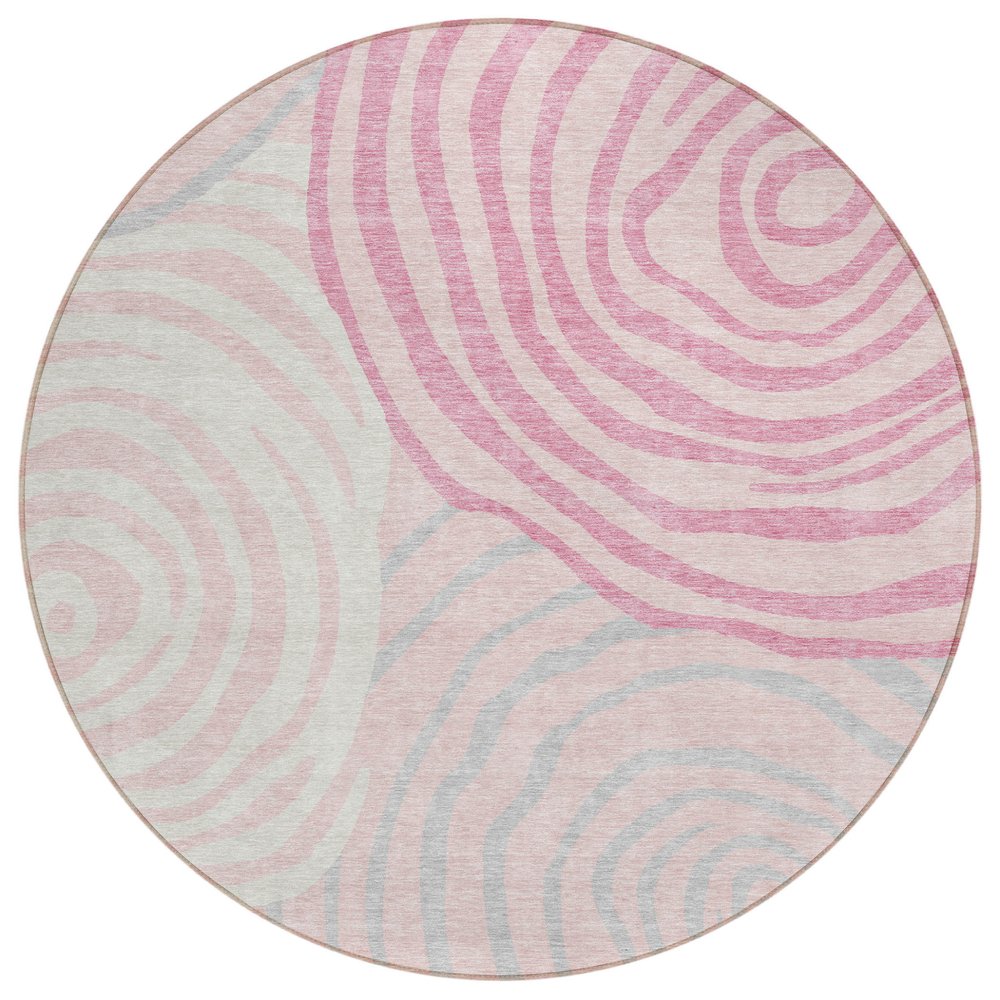 3' X 5' Pink Ivory And Gray Abstract Washable Indoor Outdoor Area Rug