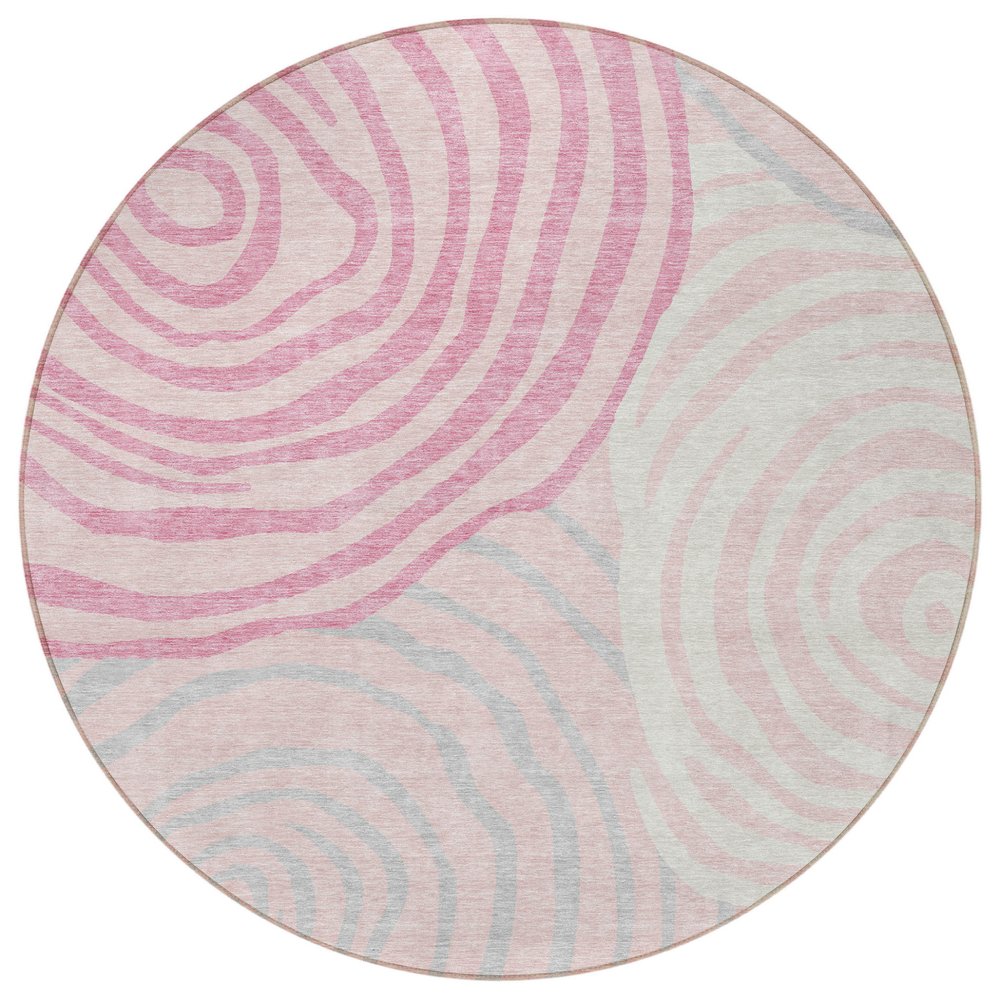 3' X 5' Pink Ivory And Gray Abstract Washable Indoor Outdoor Area Rug