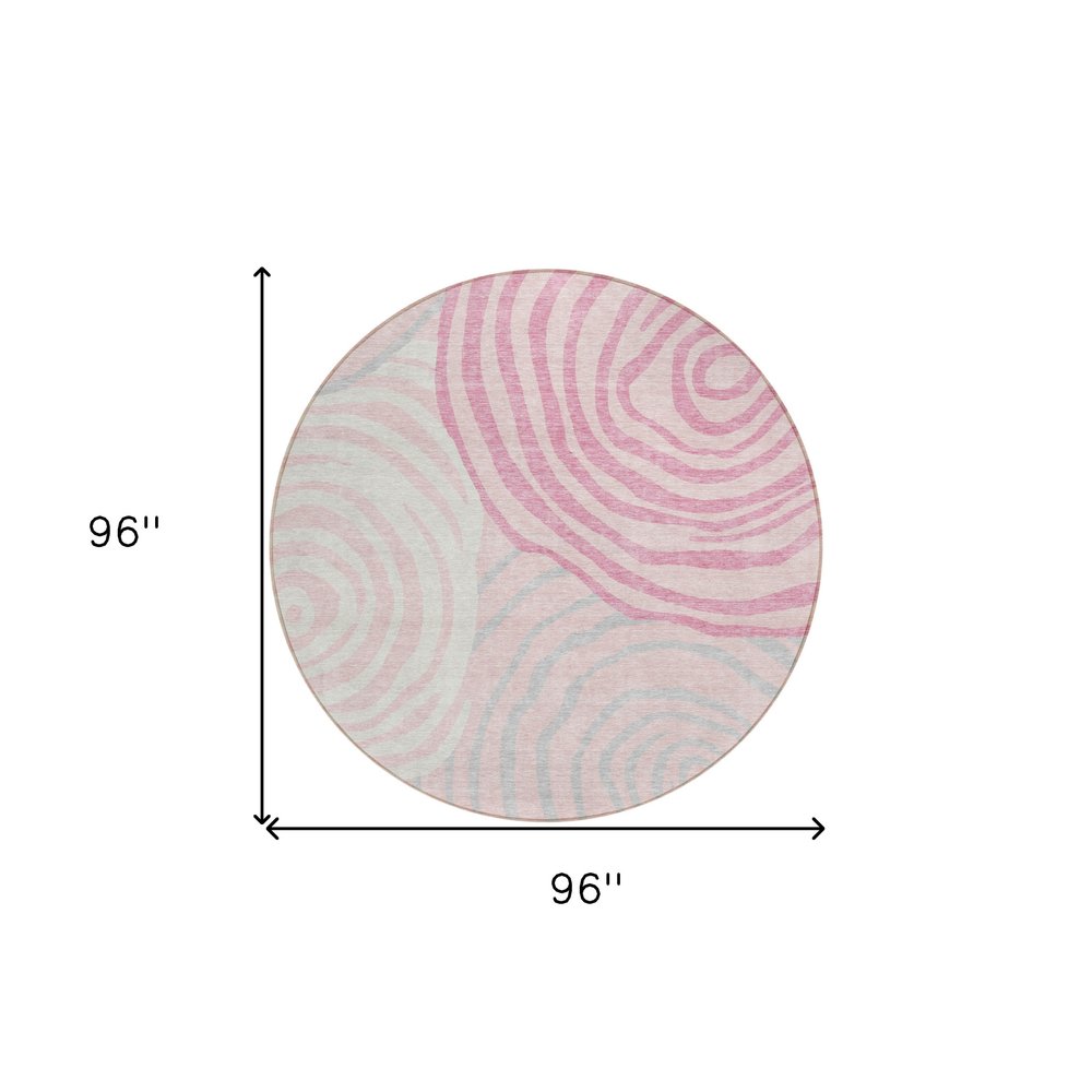 3' X 5' Pink Ivory And Gray Abstract Washable Indoor Outdoor Area Rug