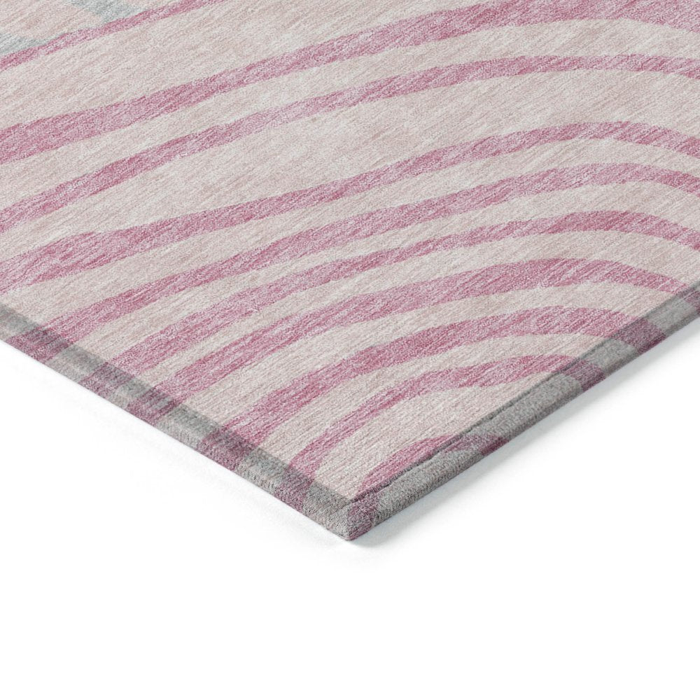 3' X 5' Pink Ivory And Gray Abstract Washable Indoor Outdoor Area Rug