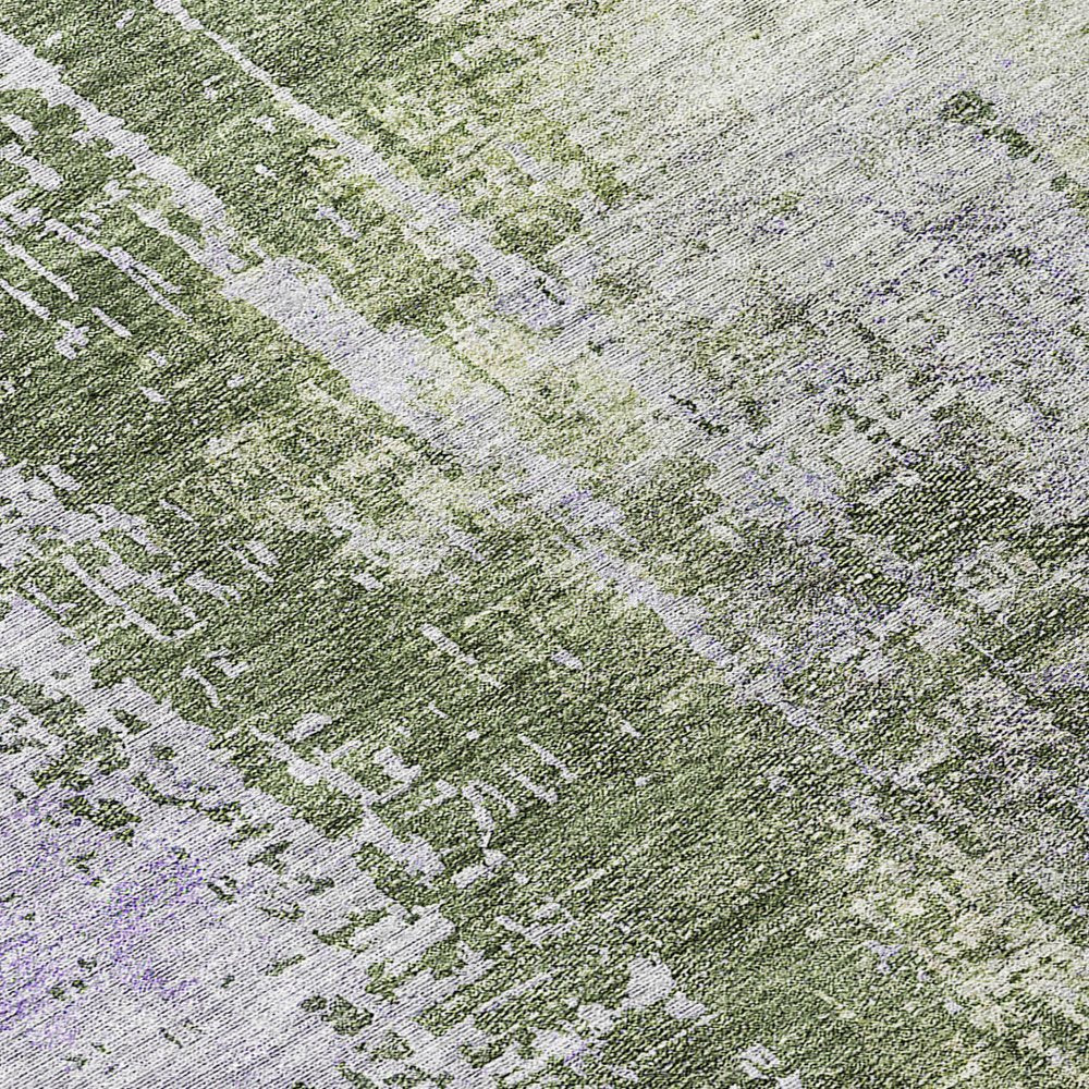 5' X 8' Olive Green And Purple Abstract Washable Indoor Outdoor Area Rug