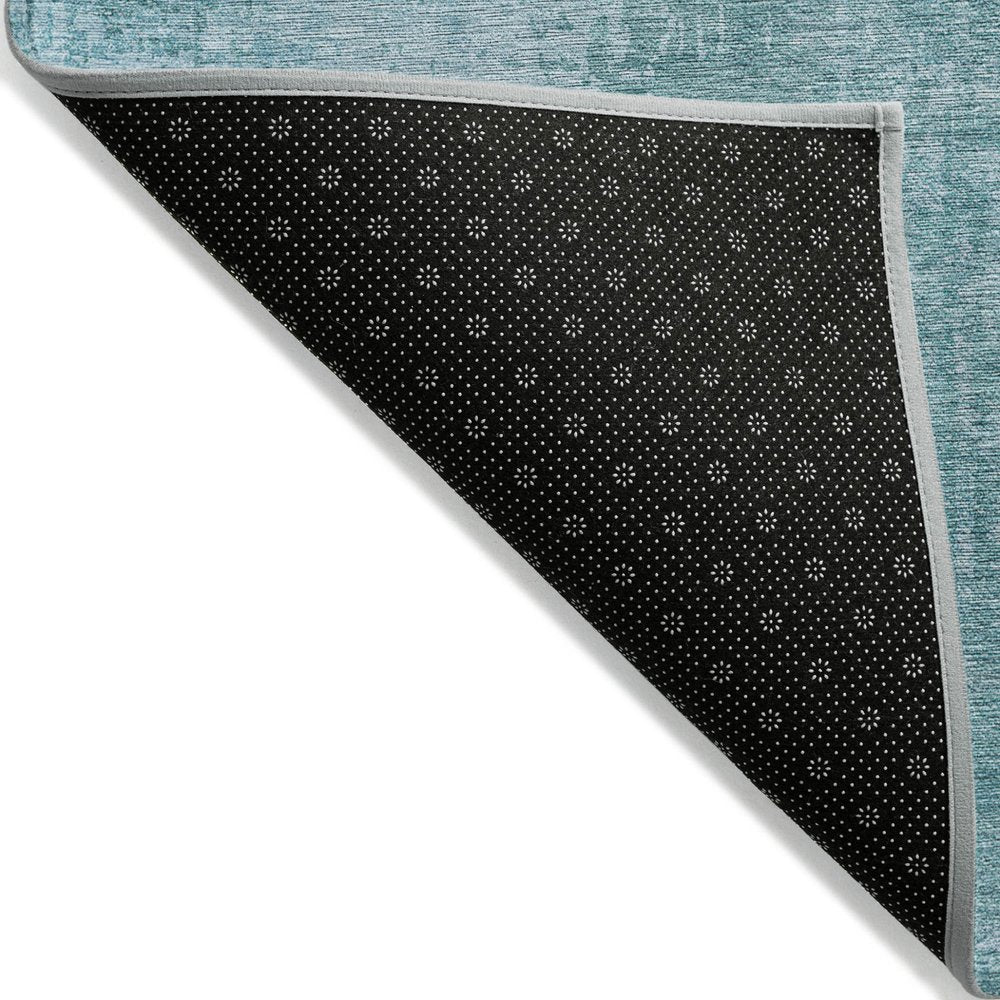 3' X 5' Aqua Teal Blue And Gray Abstract Washable Indoor Outdoor Area Rug