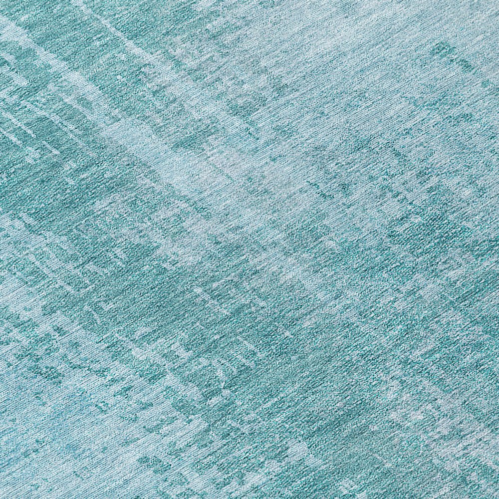 3' X 5' Aqua Teal Blue And Gray Abstract Washable Indoor Outdoor Area Rug