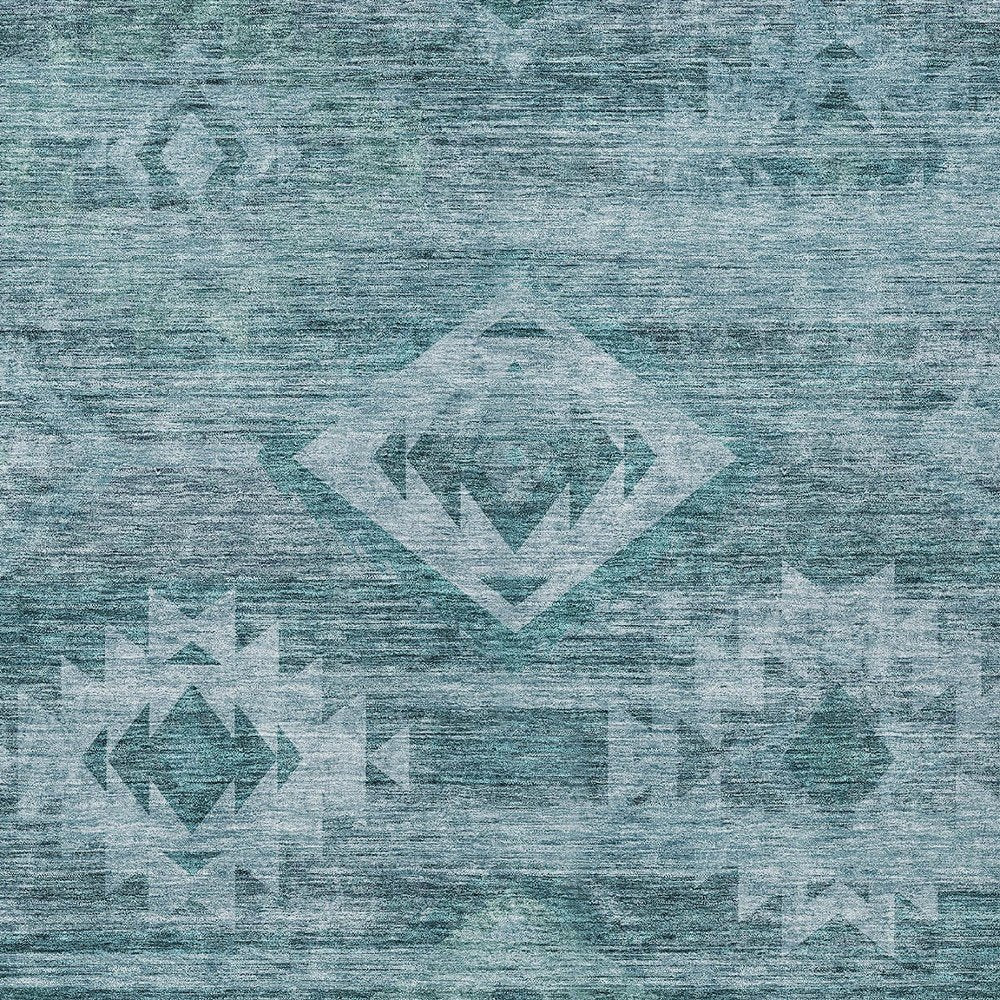 3' X 5' Teal Blue And Aqua Southwestern Washable Indoor Outdoor Area Rug