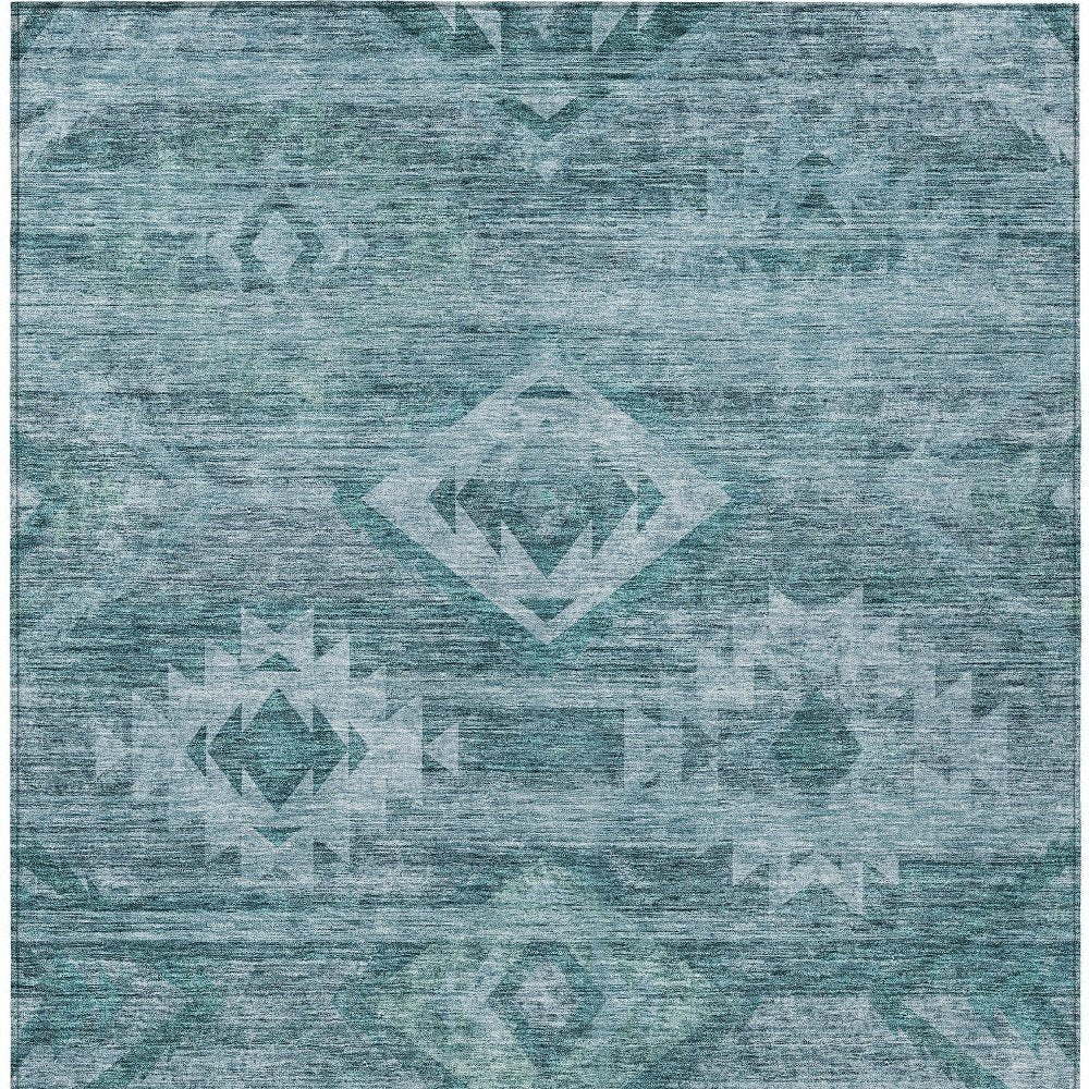 3' X 5' Teal Blue And Aqua Southwestern Washable Indoor Outdoor Area Rug