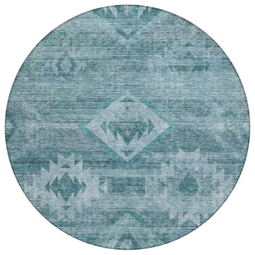 3' X 5' Teal Blue And Aqua Southwestern Washable Indoor Outdoor Area Rug