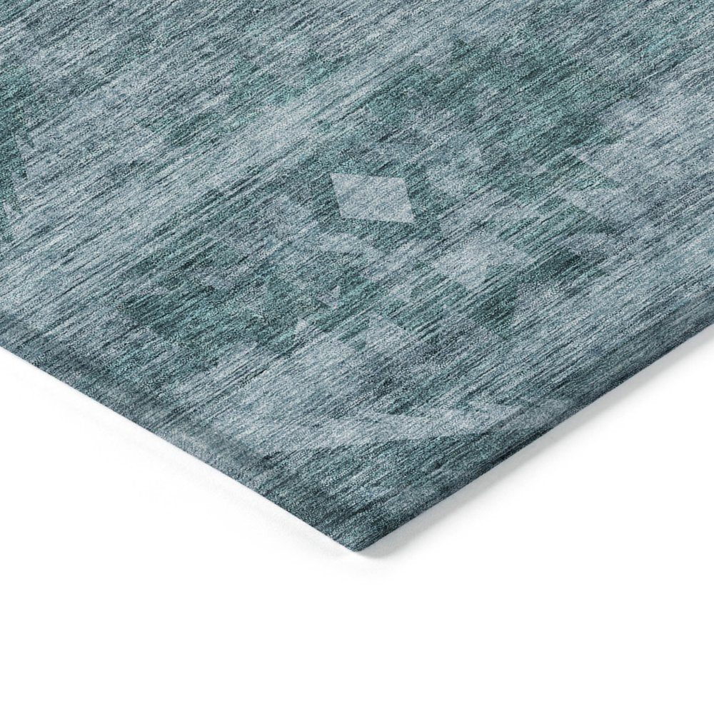 3' X 5' Teal Blue And Aqua Southwestern Washable Indoor Outdoor Area Rug