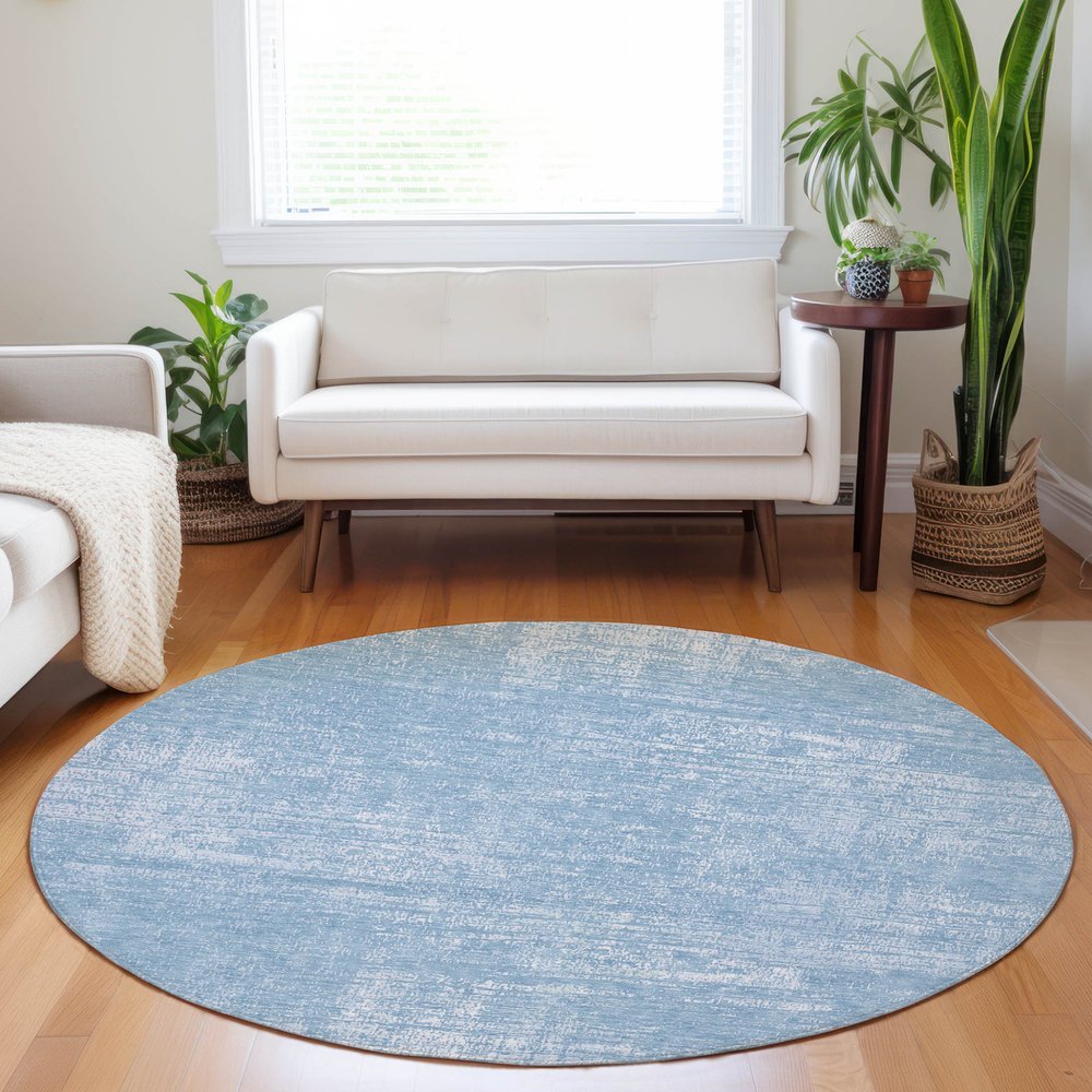 3' X 5' Navy Blue And Sky Blue Abstract Washable Indoor Outdoor Area Rug