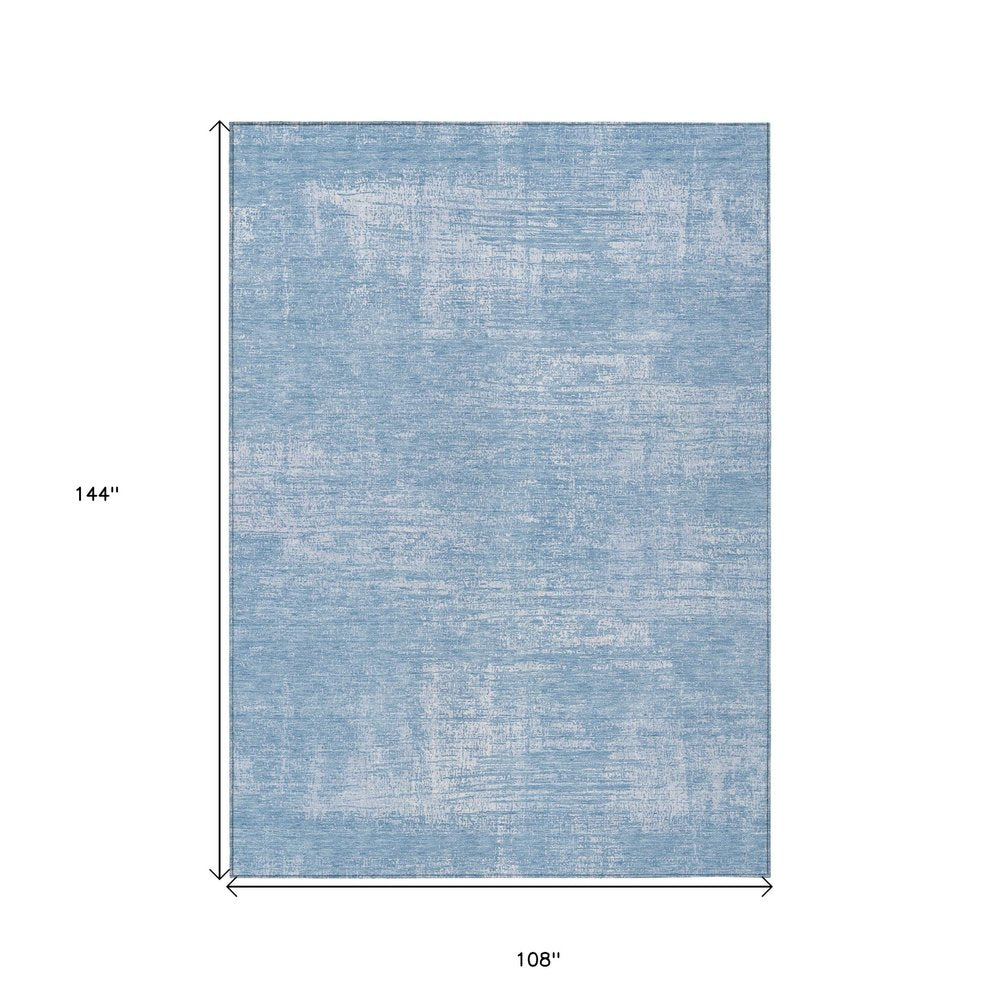 3' X 5' Navy Blue And Sky Blue Abstract Washable Indoor Outdoor Area Rug