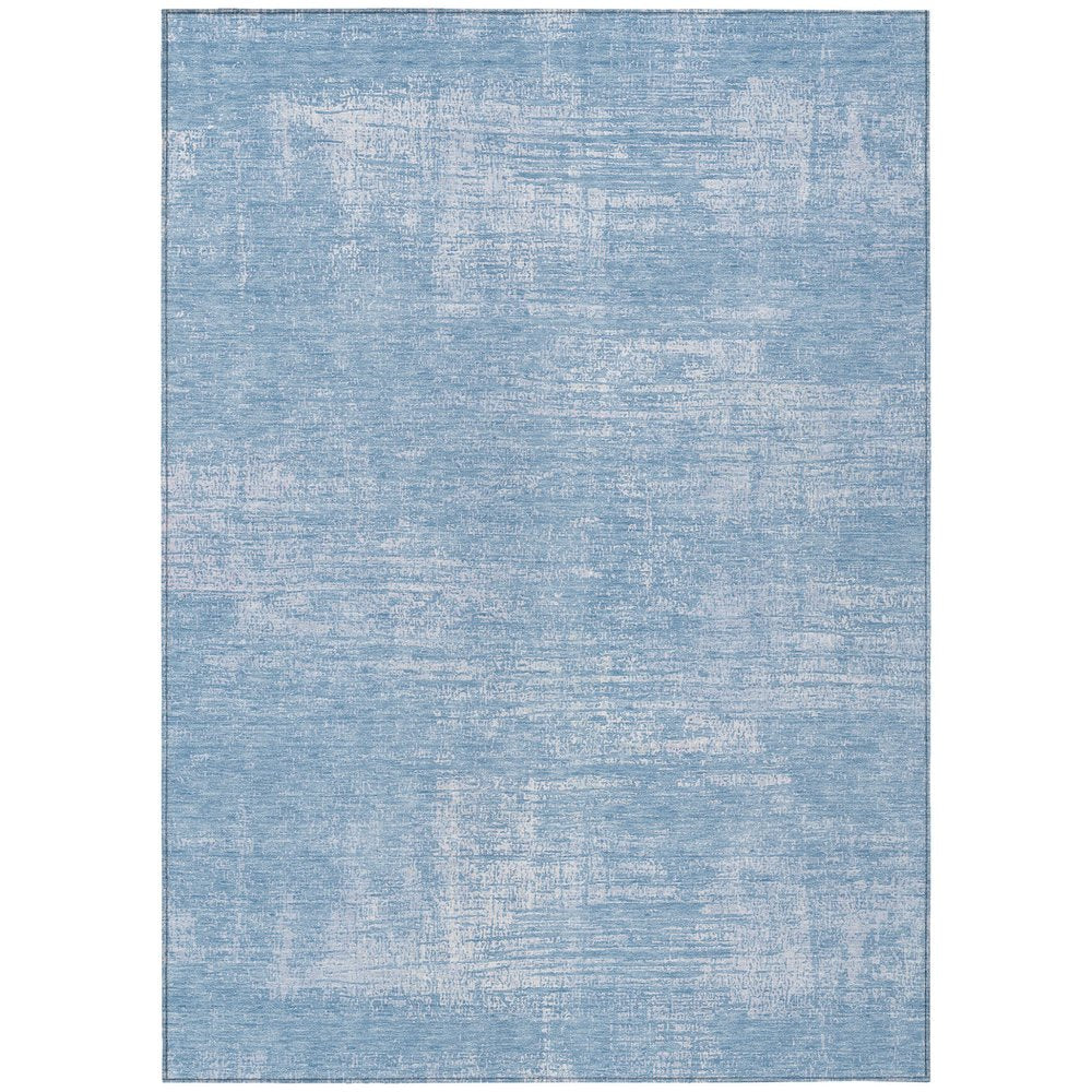 3' X 5' Navy Blue And Sky Blue Abstract Washable Indoor Outdoor Area Rug