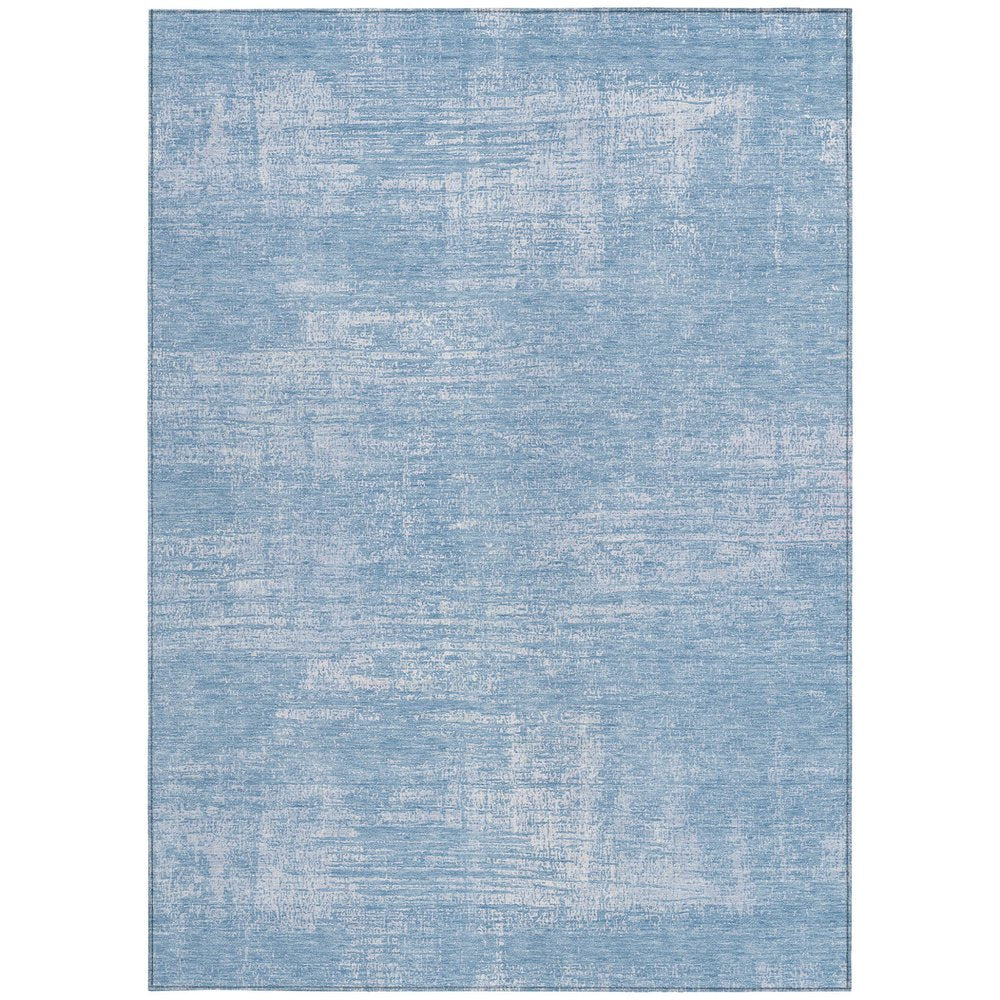 3' X 5' Navy Blue And Sky Blue Abstract Washable Indoor Outdoor Area Rug