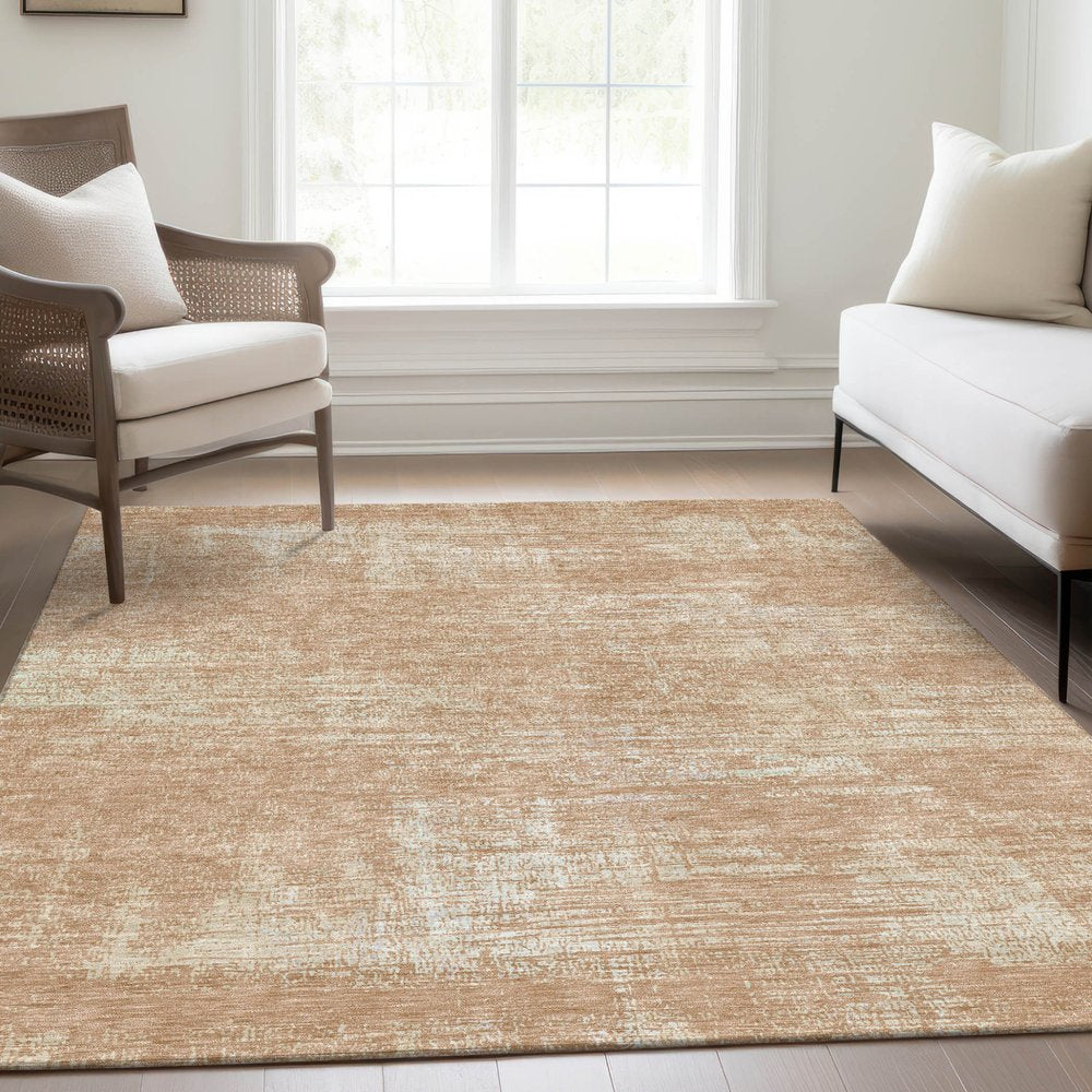 3' X 5' Coral And Salmon Abstract Washable Indoor Outdoor Area Rug