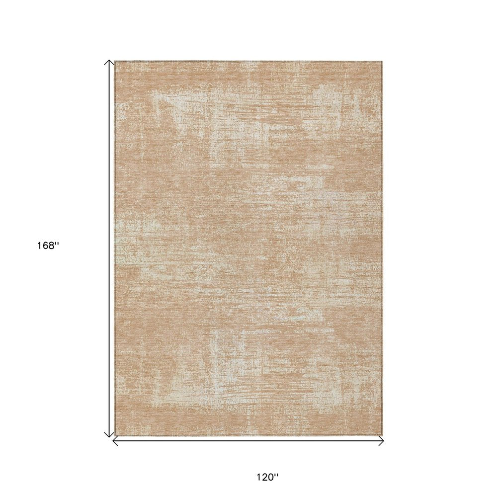3' X 5' Coral And Salmon Abstract Washable Indoor Outdoor Area Rug