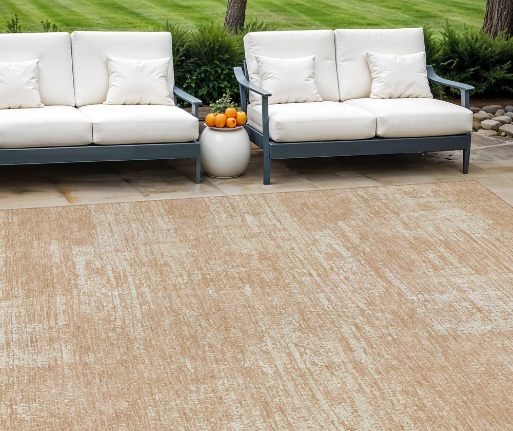 3' X 5' Coral And Salmon Abstract Washable Indoor Outdoor Area Rug