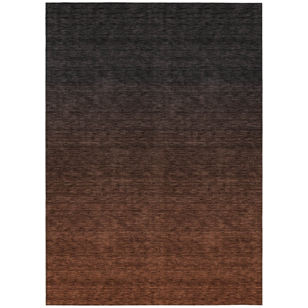 3' X 5' Orange And Charcoal Abstract Washable Indoor Outdoor Area Rug