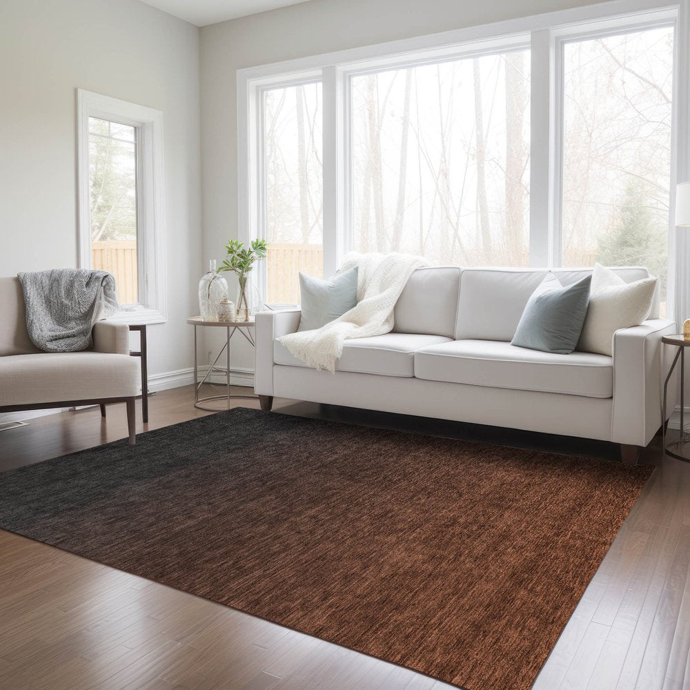3' X 5' Orange And Charcoal Abstract Washable Indoor Outdoor Area Rug