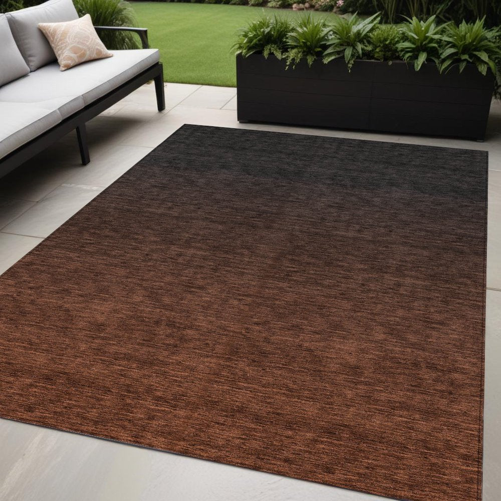 3' X 5' Orange And Charcoal Abstract Washable Indoor Outdoor Area Rug