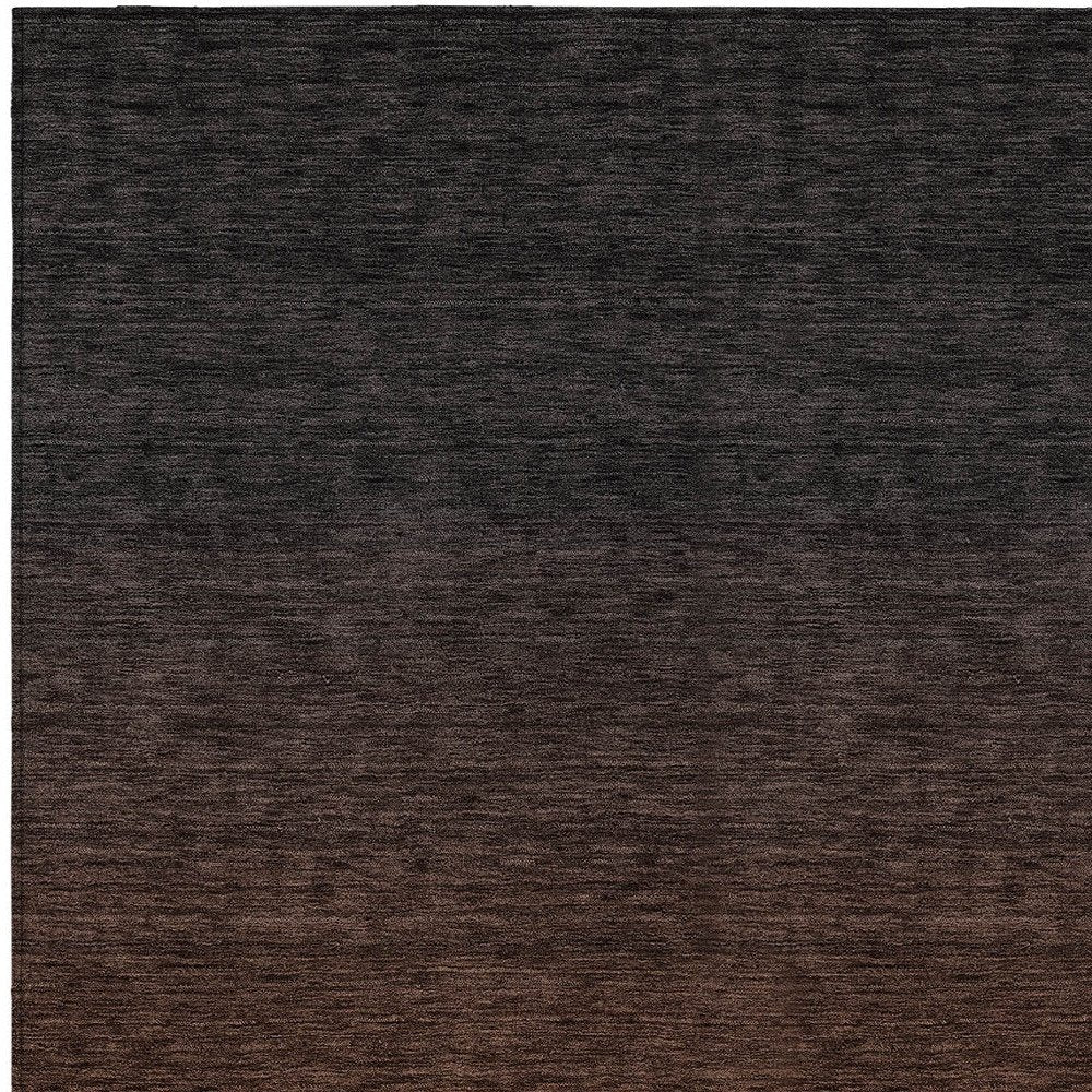 3' X 5' Orange And Charcoal Abstract Washable Indoor Outdoor Area Rug