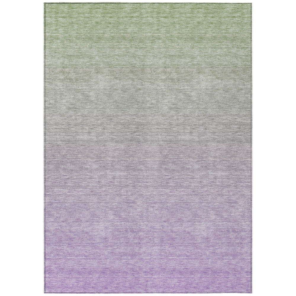 3' X 5' Artichoke Green And Lavender Ombre Washable Indoor Outdoor Area Rug