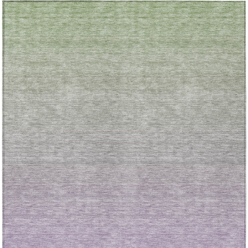 3' X 5' Artichoke Green And Lavender Ombre Washable Indoor Outdoor Area Rug