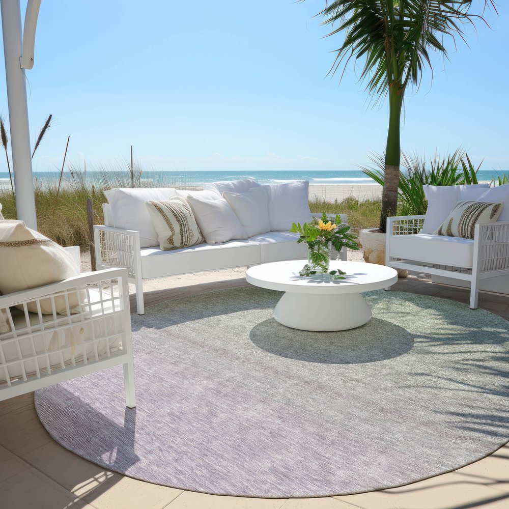 3' X 5' Artichoke Green And Lavender Ombre Washable Indoor Outdoor Area Rug