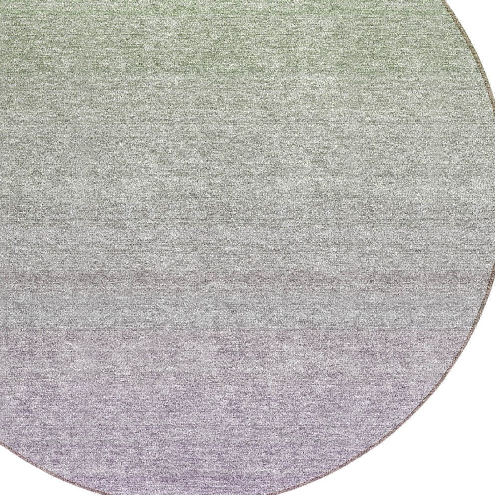 3' X 5' Artichoke Green And Lavender Ombre Washable Indoor Outdoor Area Rug