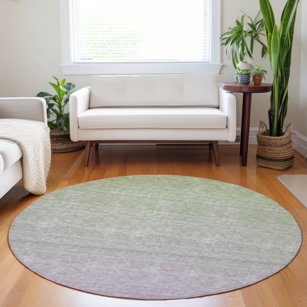 3' X 5' Artichoke Green And Lavender Ombre Washable Indoor Outdoor Area Rug