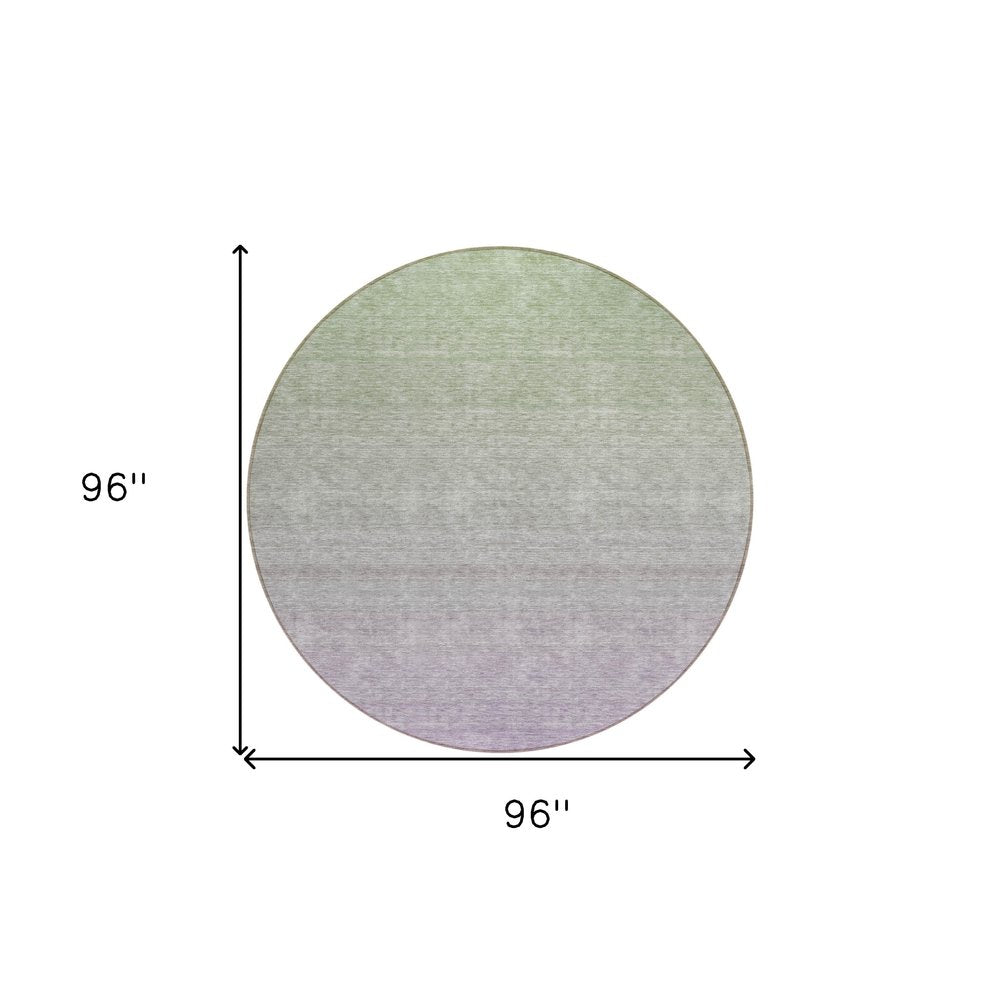 3' X 5' Artichoke Green And Lavender Ombre Washable Indoor Outdoor Area Rug