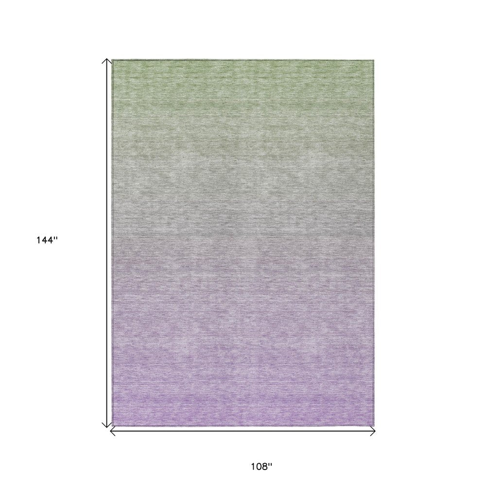 3' X 5' Artichoke Green And Lavender Ombre Washable Indoor Outdoor Area Rug