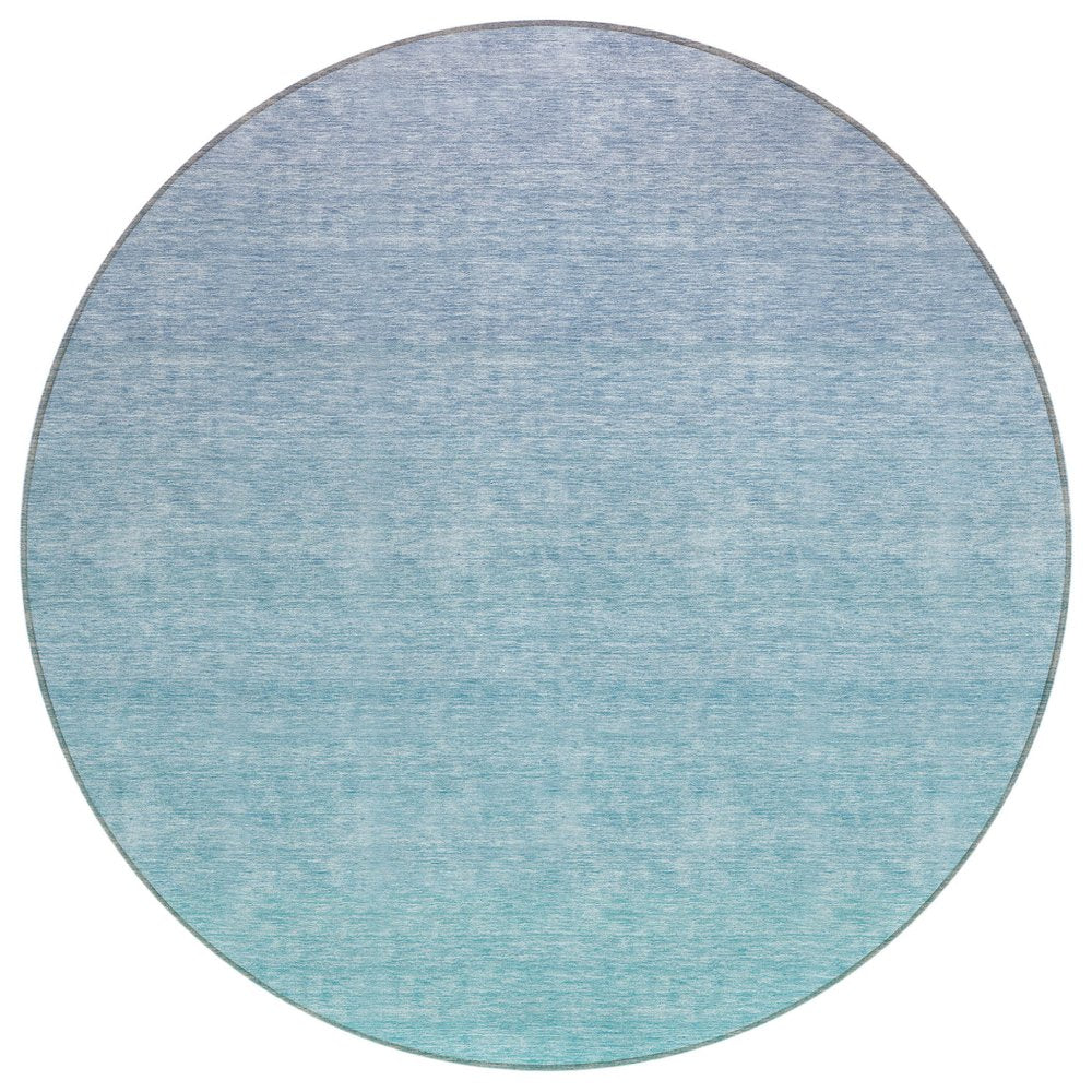3' X 5' Sky Blue And Teal Blue Ombre Washable Indoor Outdoor Area Rug