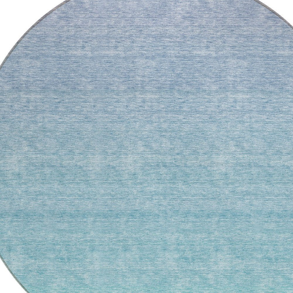 3' X 5' Sky Blue And Teal Blue Ombre Washable Indoor Outdoor Area Rug
