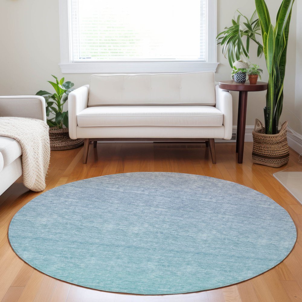 3' X 5' Sky Blue And Teal Blue Ombre Washable Indoor Outdoor Area Rug