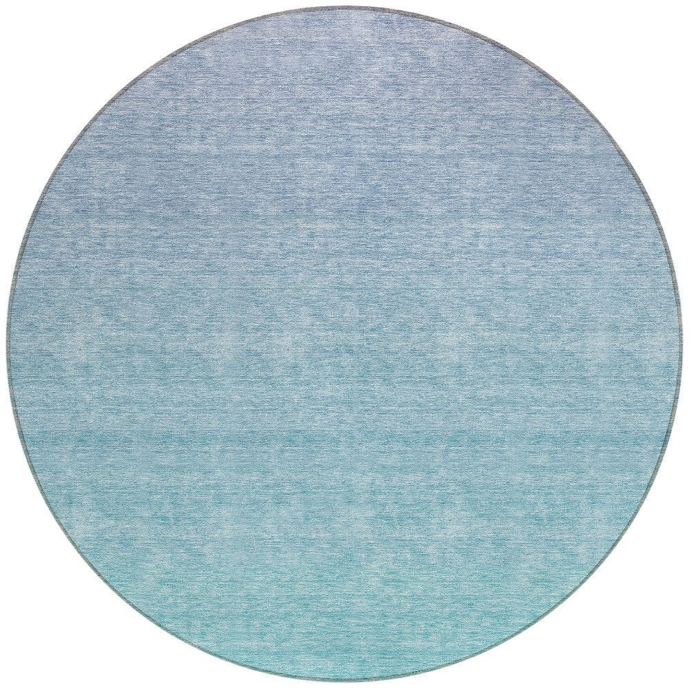 3' X 5' Sky Blue And Teal Blue Ombre Washable Indoor Outdoor Area Rug