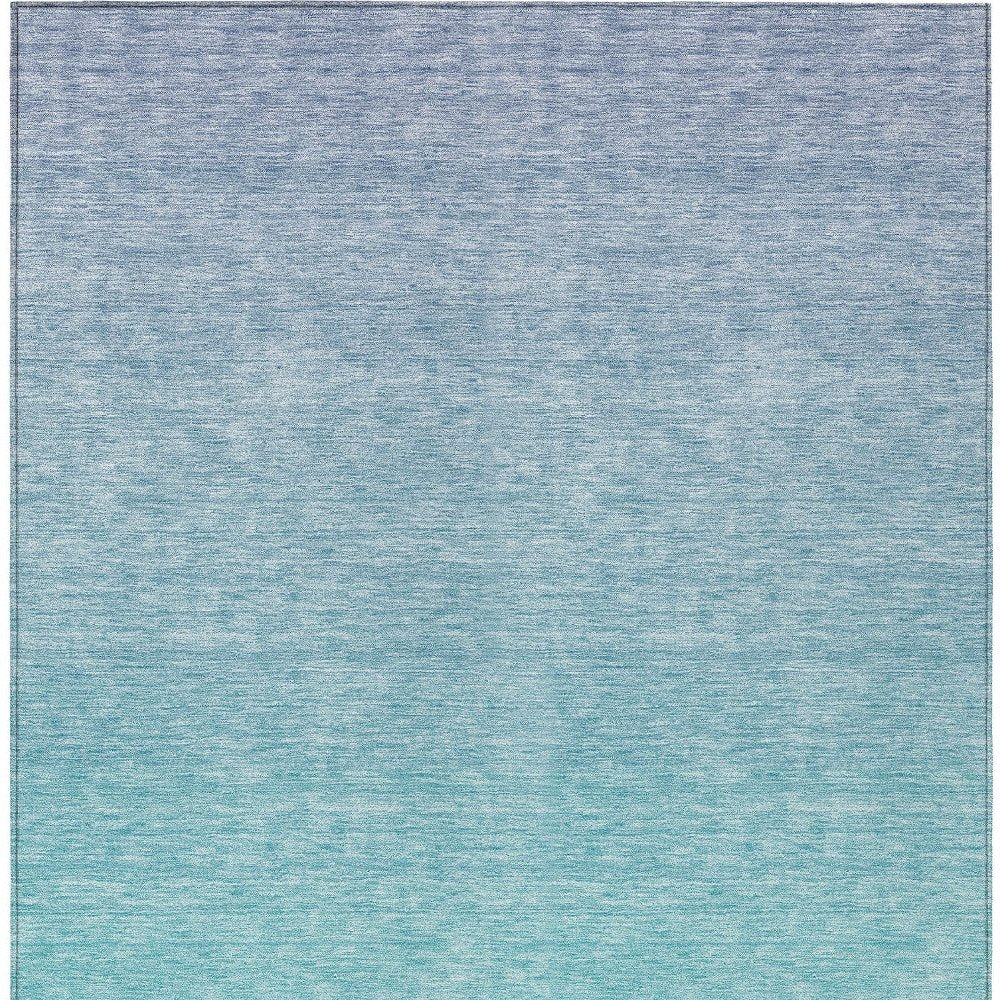 3' X 5' Sky Blue And Teal Blue Ombre Washable Indoor Outdoor Area Rug