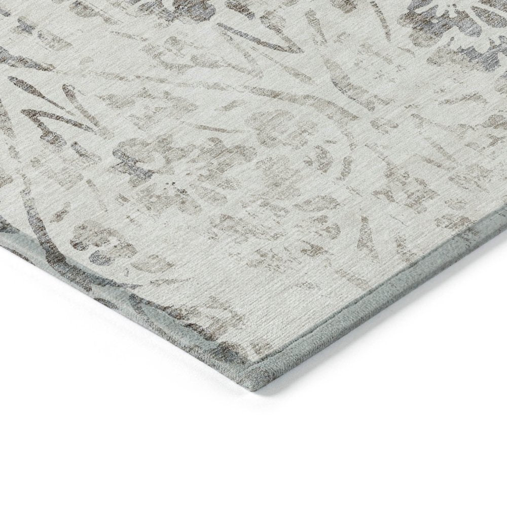 3' X 5' Ivory And Brown Floral Washable Indoor Outdoor Area Rug