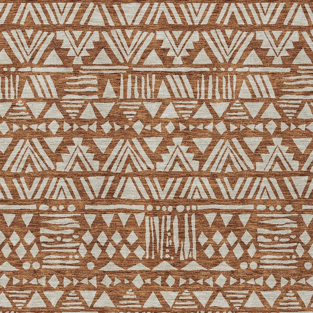 3' X 5' Terra Cotta And Beige Southwestern Washable Indoor Outdoor Area Rug