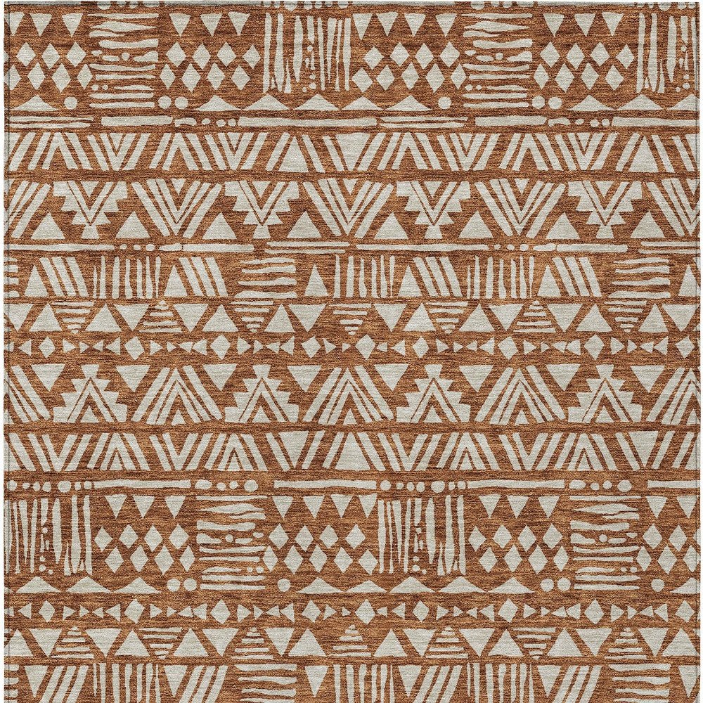 3' X 5' Terra Cotta And Beige Southwestern Washable Indoor Outdoor Area Rug