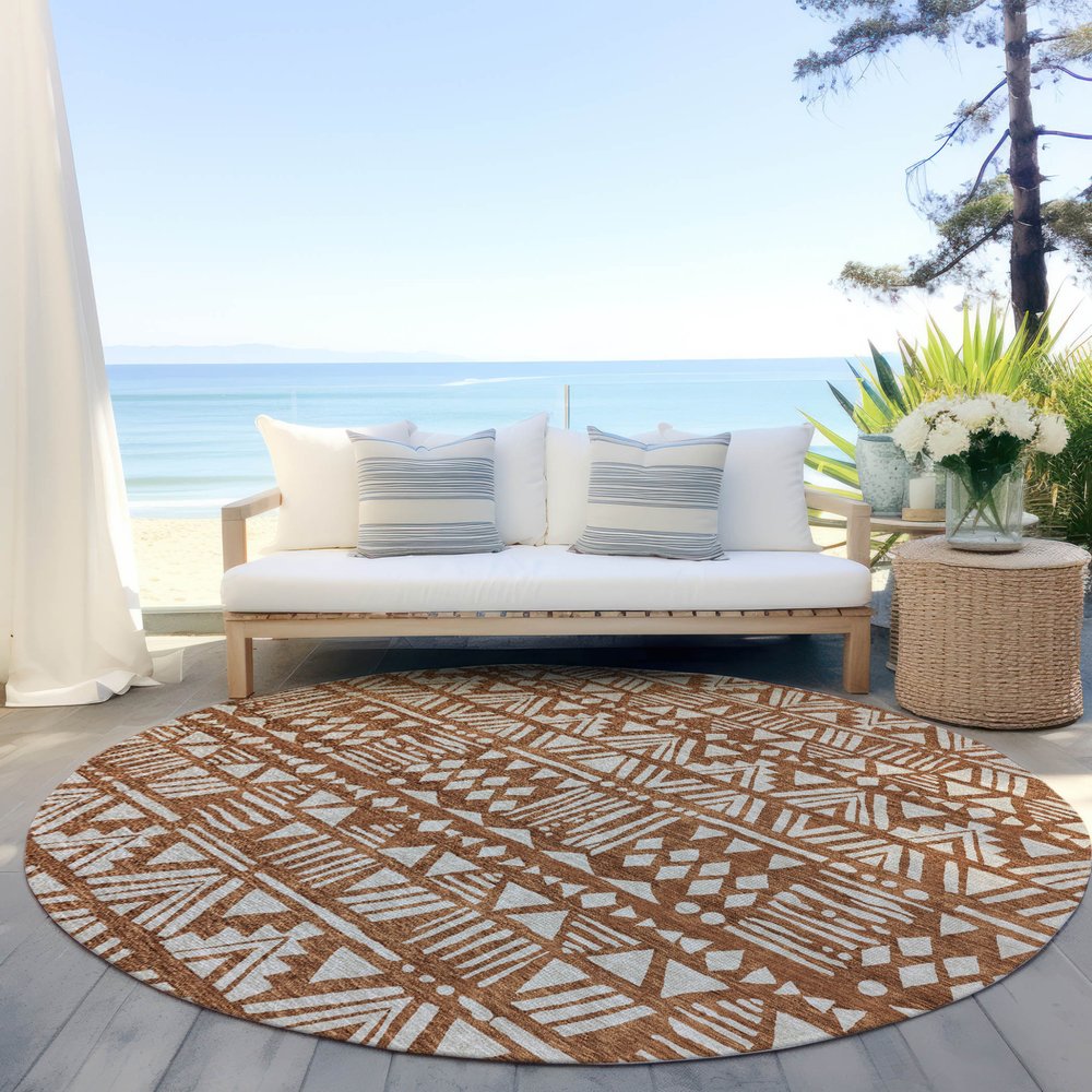 3' X 5' Terra Cotta And Beige Southwestern Washable Indoor Outdoor Area Rug